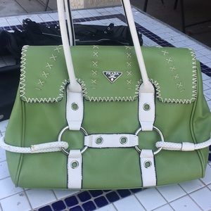 Prada giant lime green tote